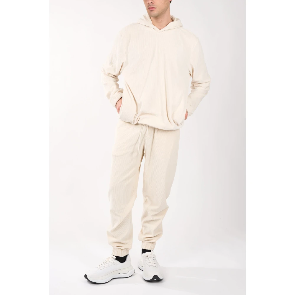 Hugo Boss Fluwelen Geribbelde Hoodie Beige Heren
