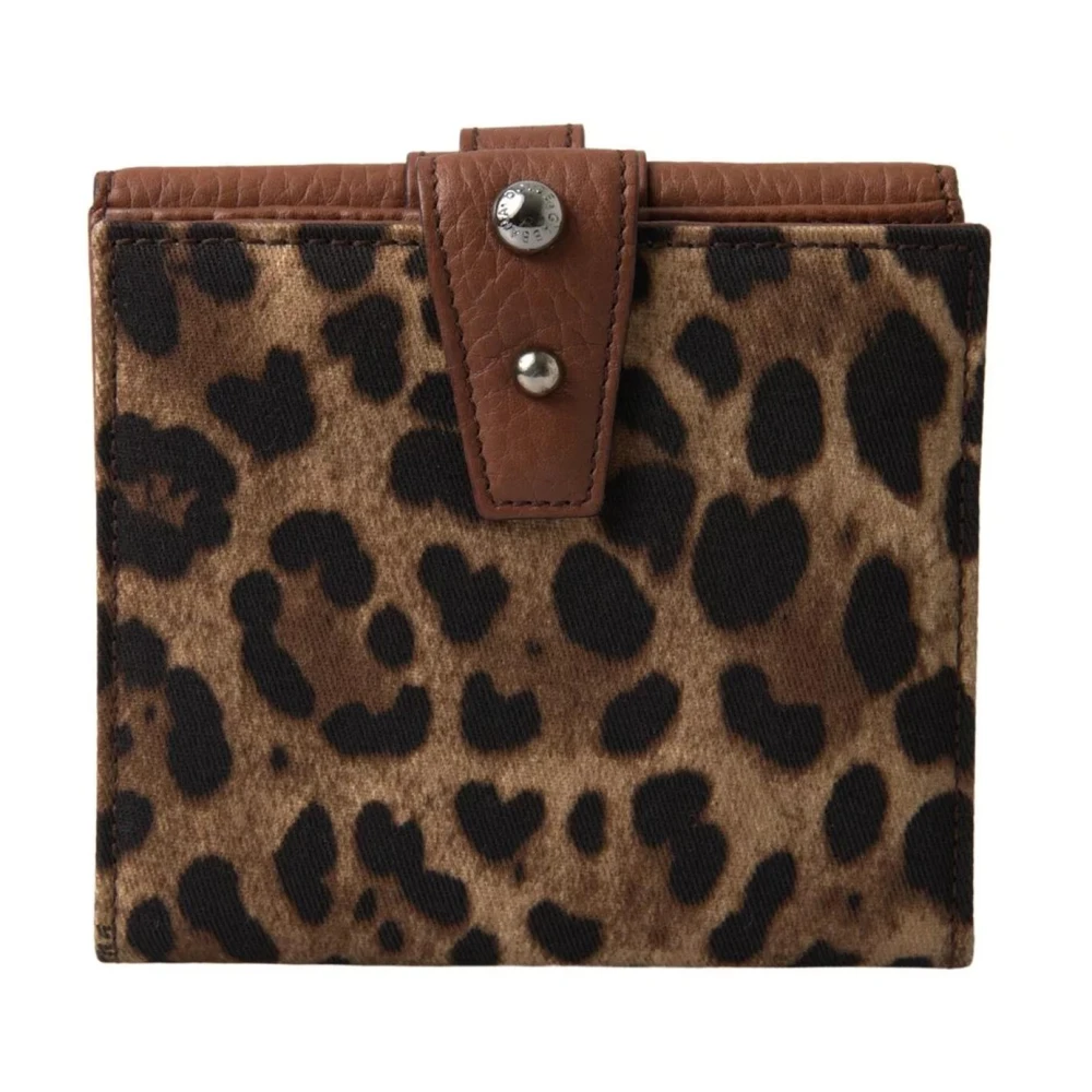 Dolce & Gabbana Luipaardprint Bifold Pasjeshouder Portemonnee Brown Dames