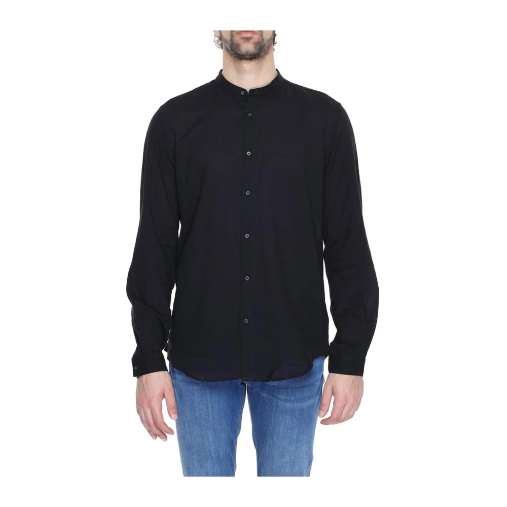 Antony Morato Zwarte Katoenen Overhemd Lange Mouwen Black Heren