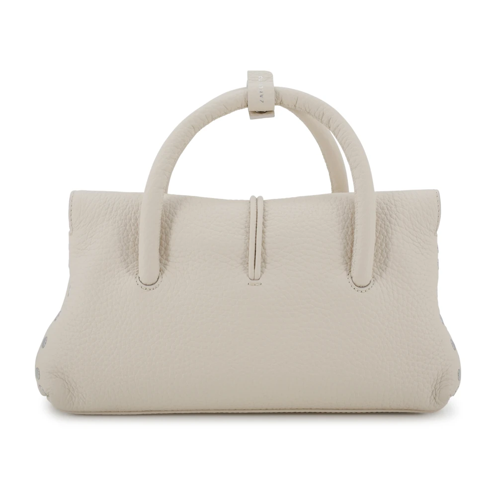 Zanellato Witte Handtas met Geribbelde Textuur en Studs White Dames