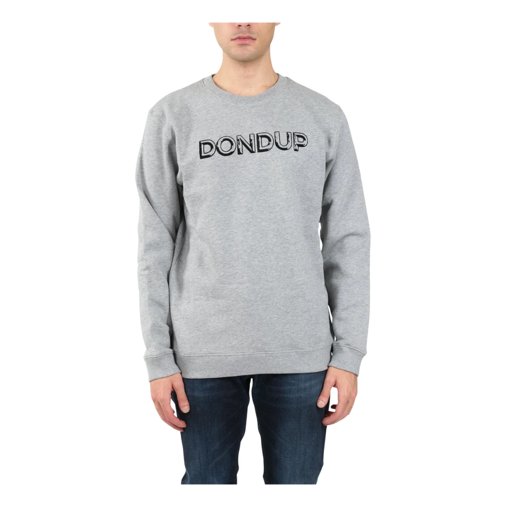 Dondup Katoenen sweatshirt met flocklogo Gray Heren