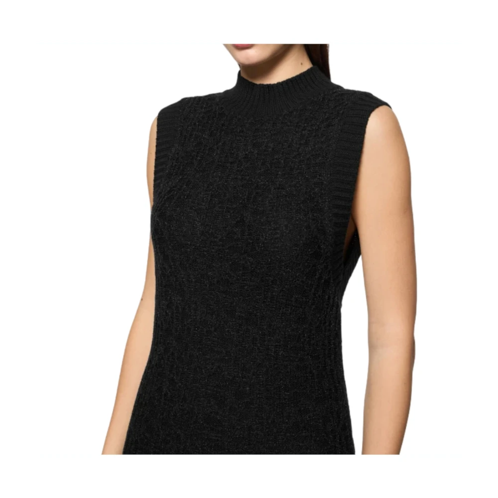 Dondup Zwarte Mouwloze Slim Fit Jurk Black Dames