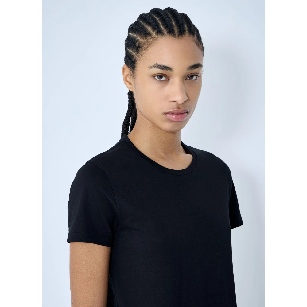Moncler Katoenen Jersey Logo Motif T-Shirt Black Dames