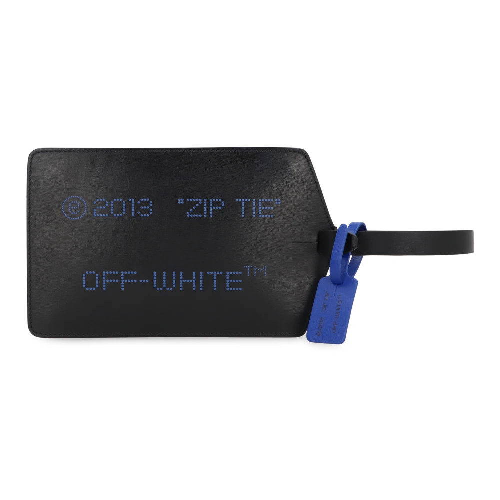 Off White Stijlvolle leren clutch met logocharme Black Dames