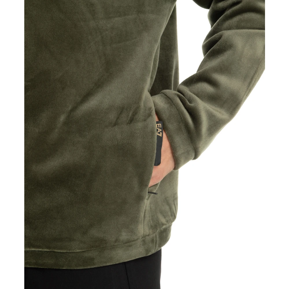 Emporio Armani EA7 Effen Logo Hoodie met Zakken Green Heren