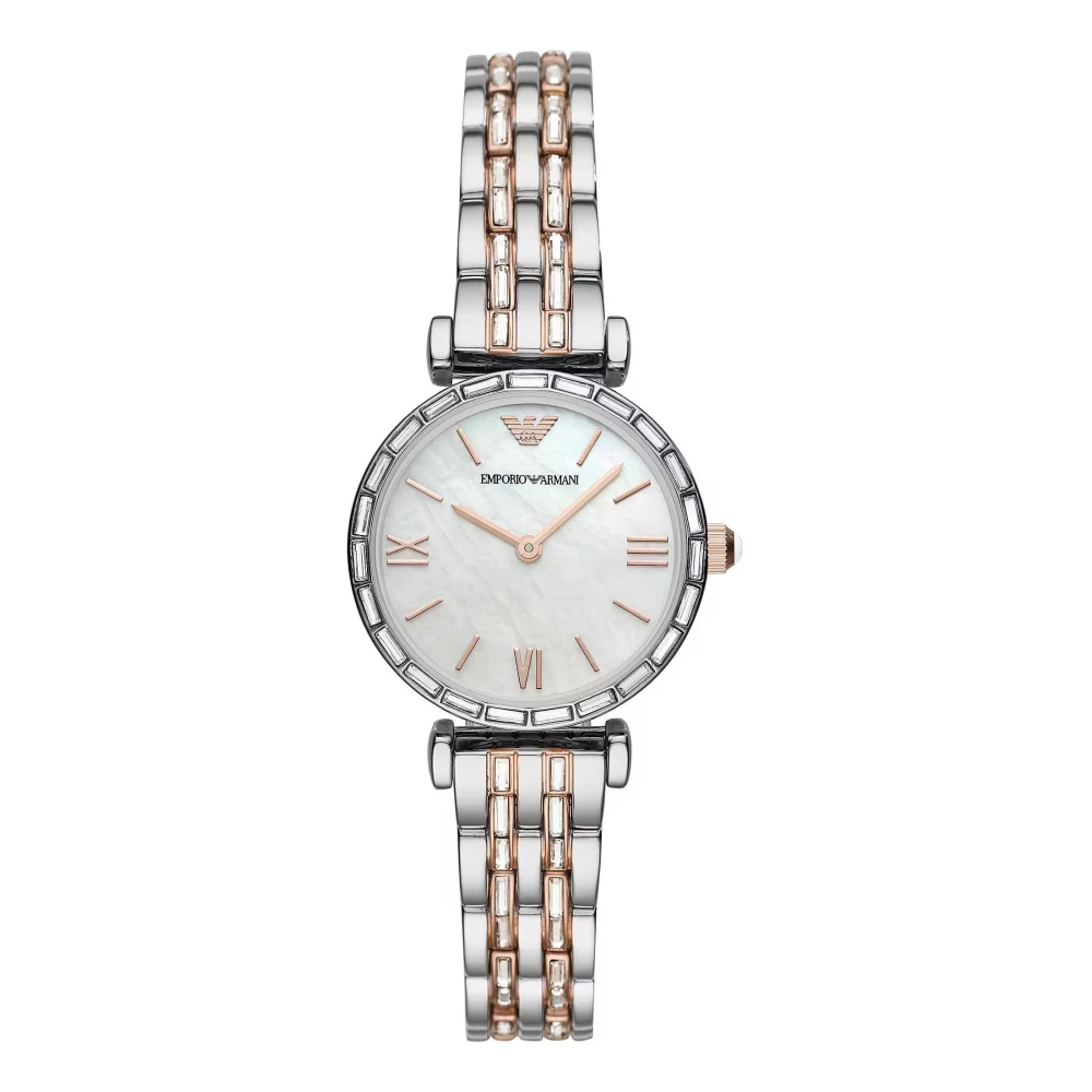 Emporio Armani Zilveren Stalen Quartz Horloge Klassieke Stijl Gray Dames