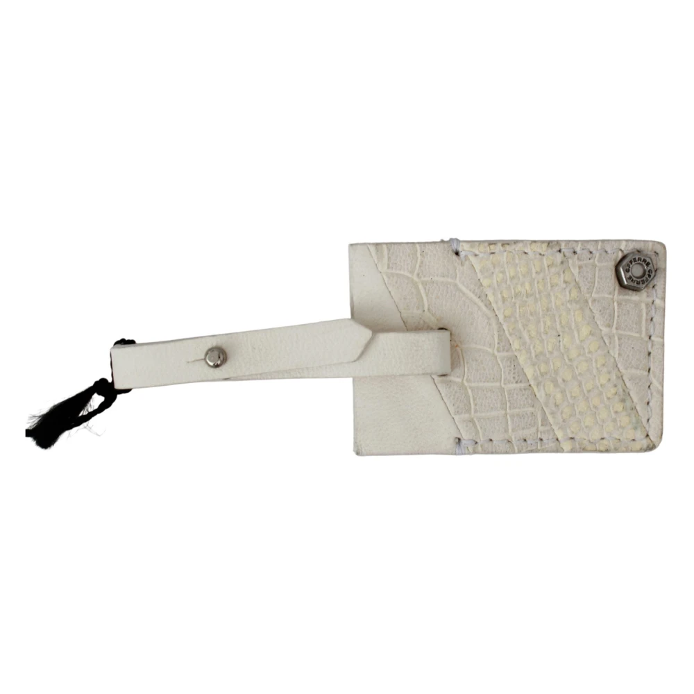 Gianfranco Ferré Unisex Beige Luggage Tag Leather Patterned Keychain