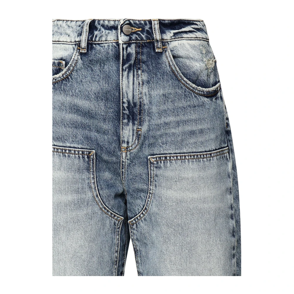 Icon Denim Blauwe Katoenen Denim Jeans met Vervaagd Effect Blue Dames