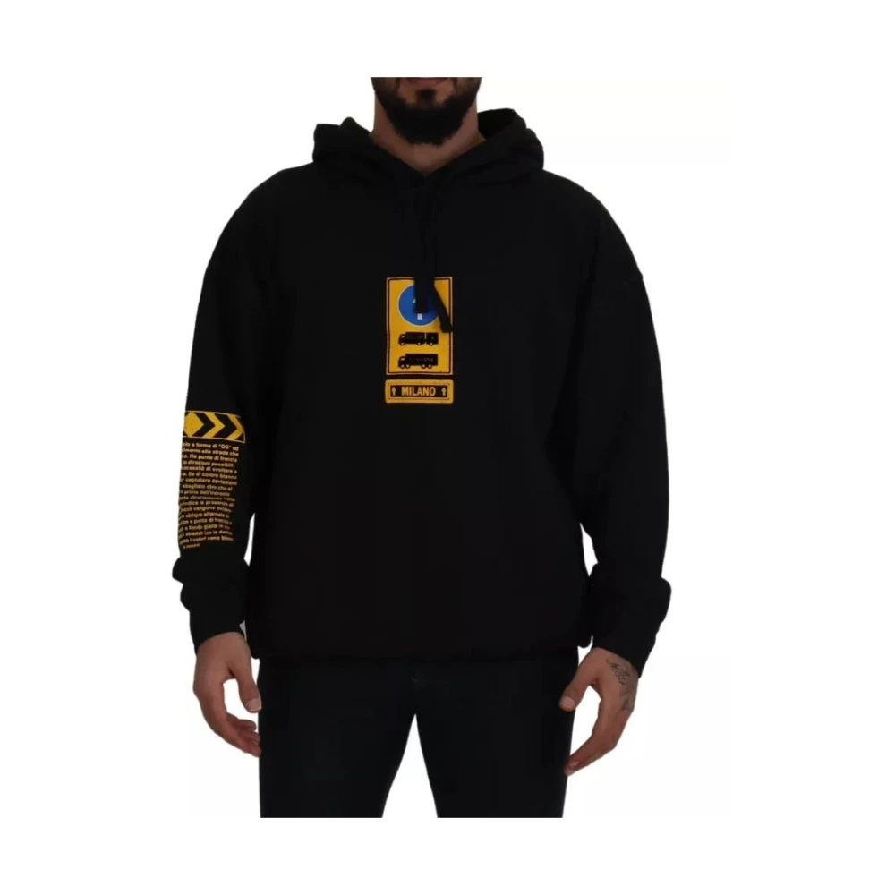 Dolce & Gabbana Men's Black Cotton Logo Hooded Sweatshirt - Hoodies - S - Sweatshirts & Hoodies
