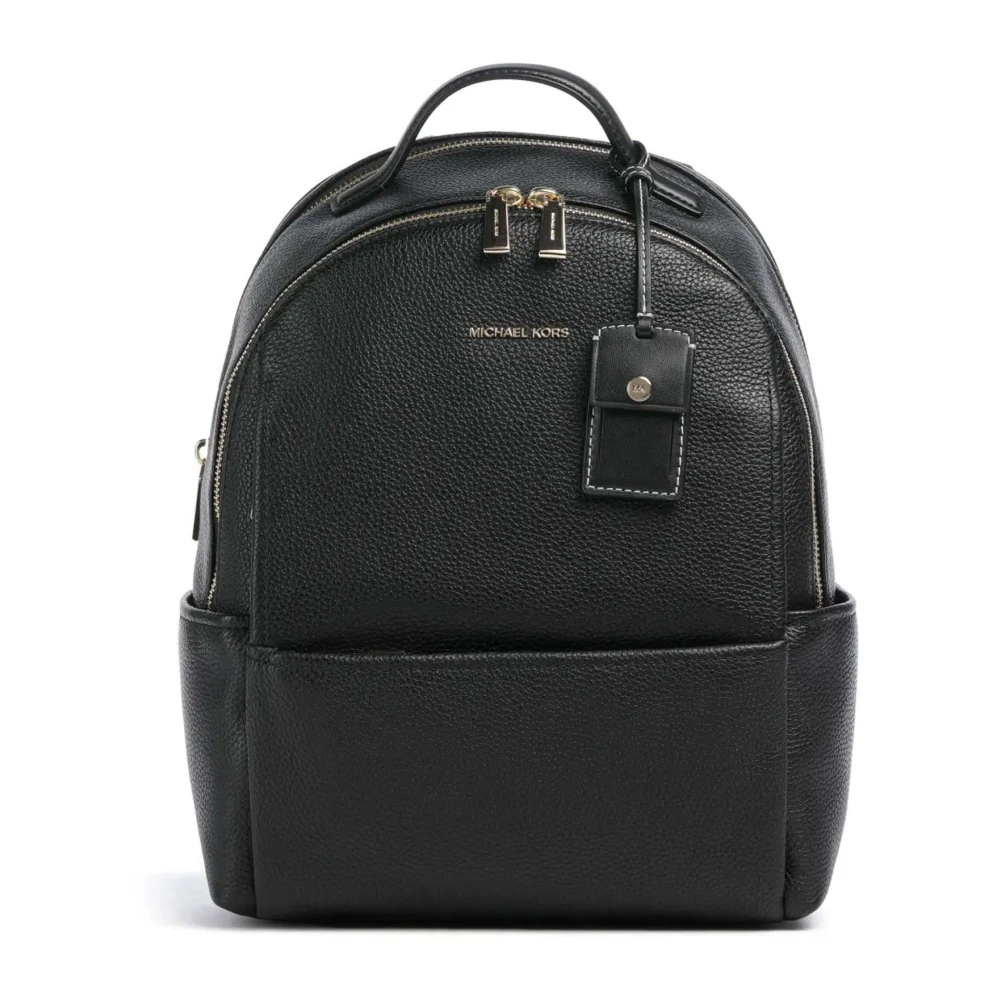 Michael Kors Women's Black Leather Zip Backpack - Backpacks - One Size - Bags