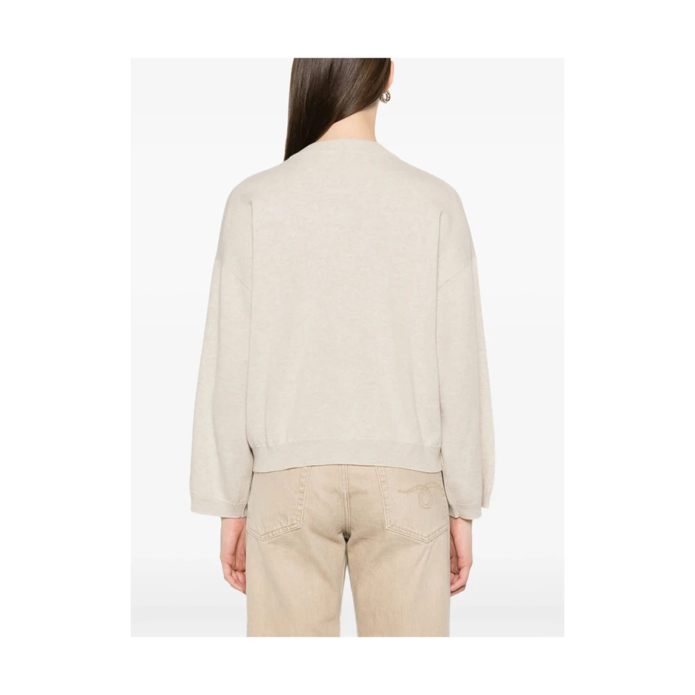 BRUNELLO CUCINELLI Beige Crew Neck Sweater met Zak Beige Dames