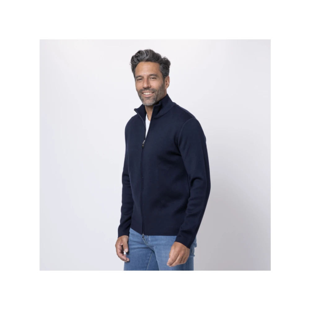 Gran Sasso Navy Rits Ribboord Vest Blue Heren