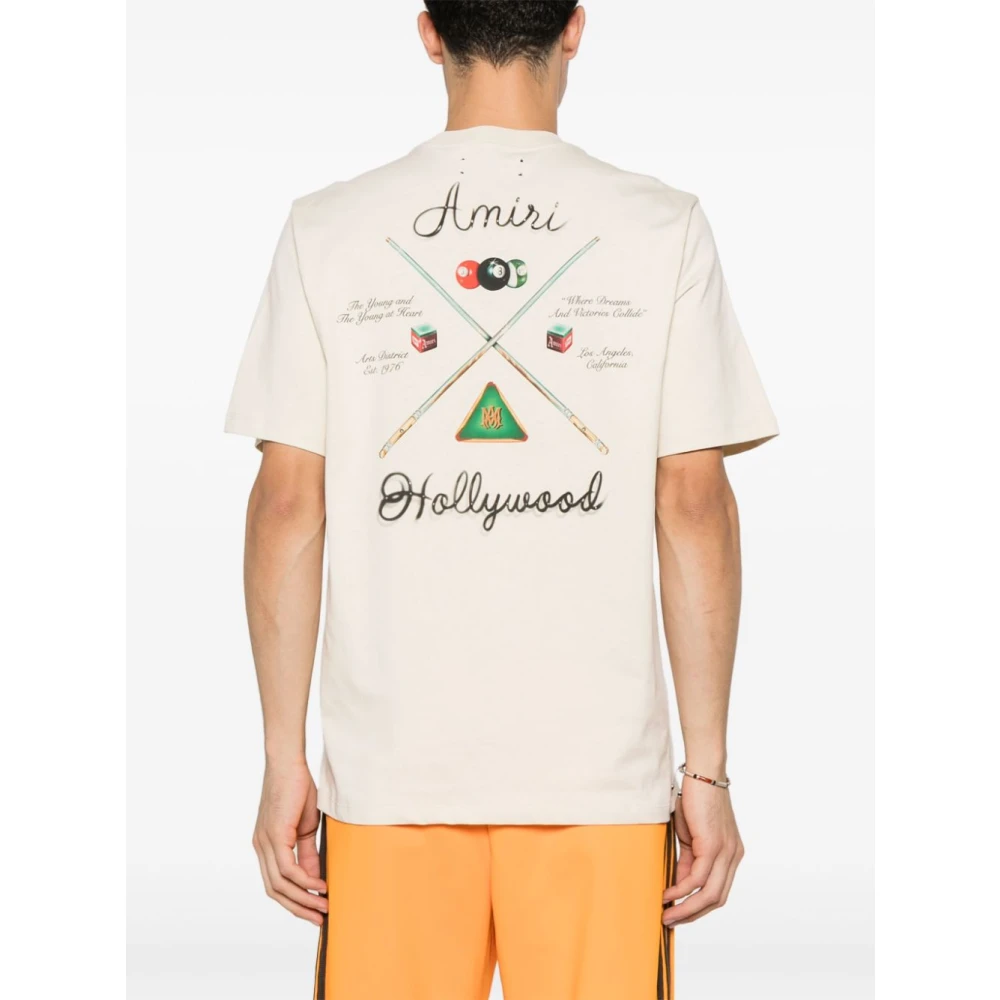 Amiri Grafisch Logo Beige Katoenen T-shirt White Heren