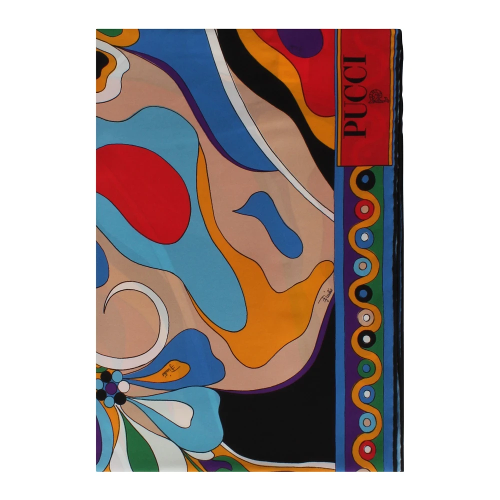 EMILIO PUCCI Zijden sjaal met abstract patroon Multicolor Dames