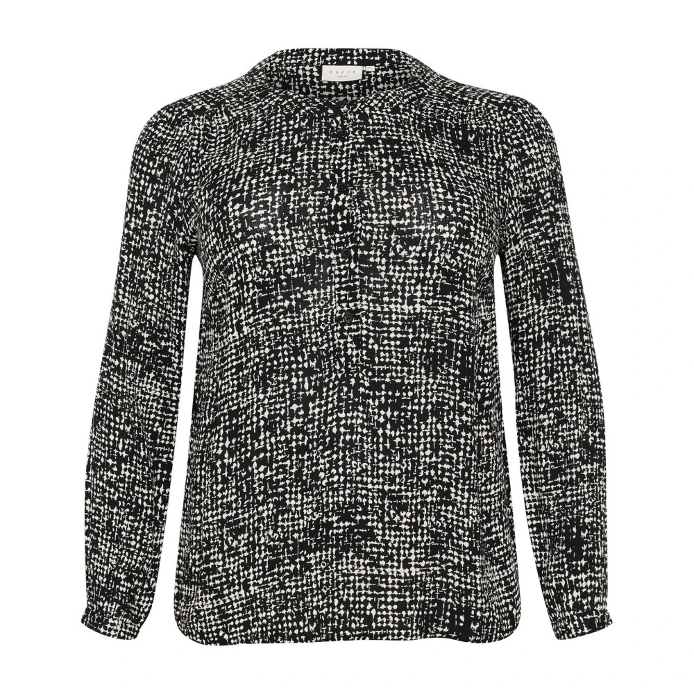 Kaffe Curve Women's Black Blouses, 4XL, Graphic Dot Blouse /Turtledove