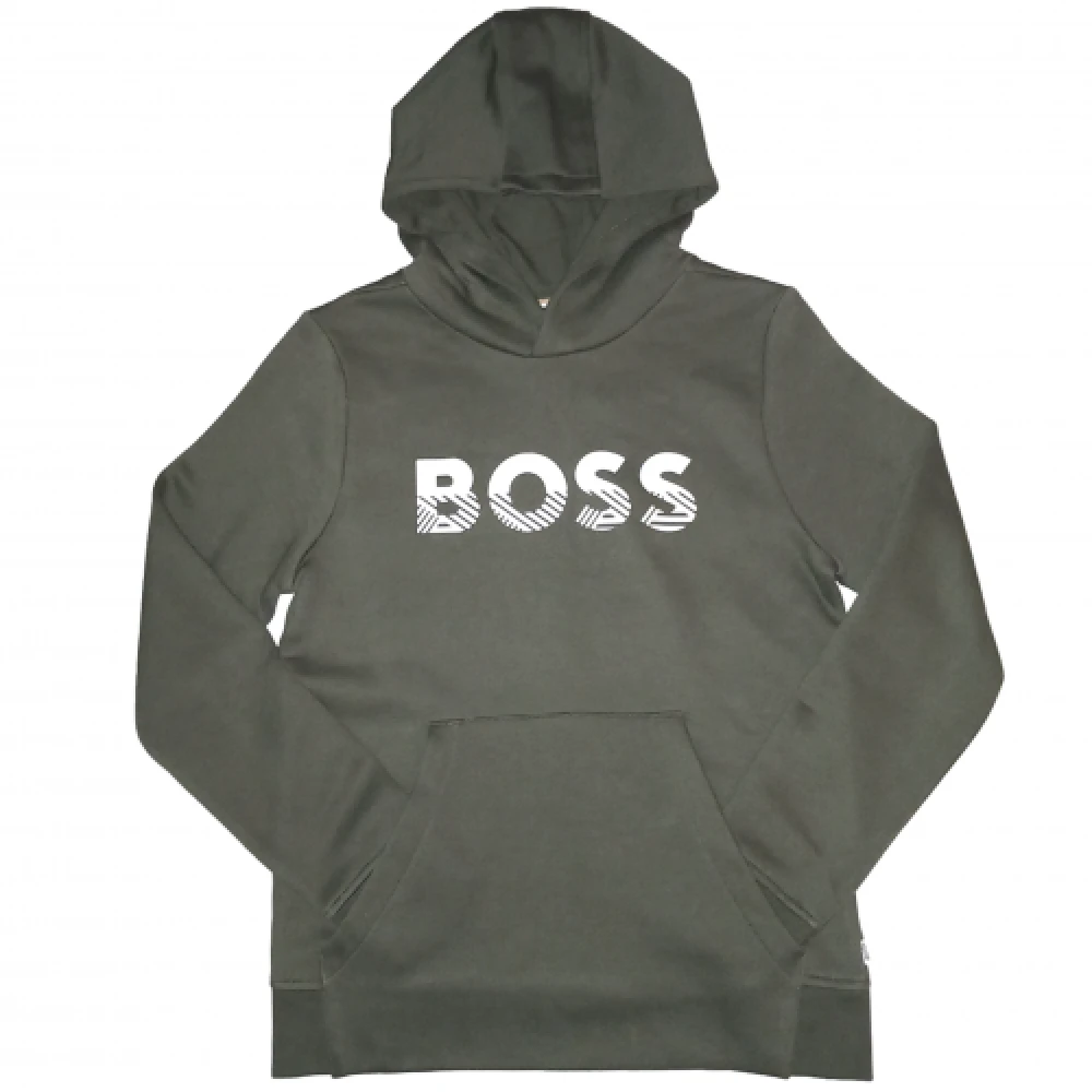 Boss Junior Khaki Hoodie med Känguruficka Green, Unisex