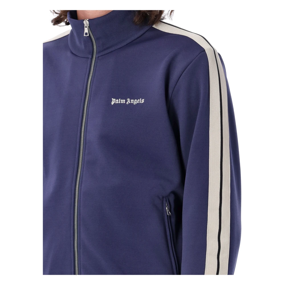 Palm Angels Navy Blauwe Gebreide Track Jacket Aw23 Blue Heren