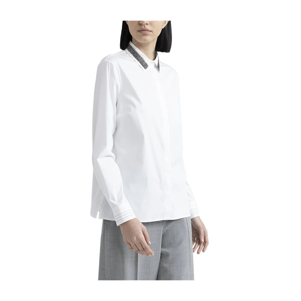 PESERICO Stretch katoenen popeline overhemd White Dames