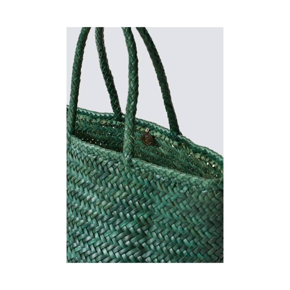 Dragon Diffusion Handgeweven Leren Tote Tas Green Dames