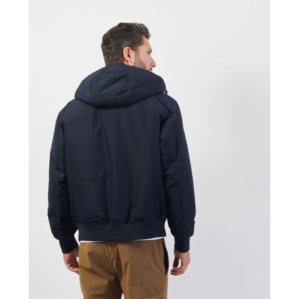 Boss Blauwe Waterdichte Parka Ottoman Stijl Blue Heren