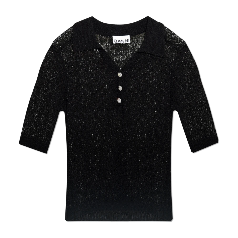 Ganni Trui met korte mouwen Black Dames