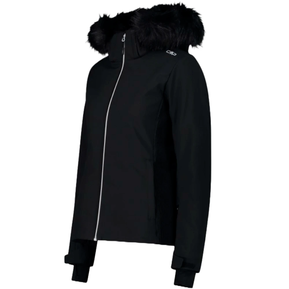CMP Zwarte Winterjas met Nepbont Black Dames