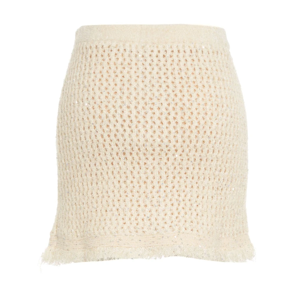 Twinset Witte Minirok Glitter Finish Beige Dames