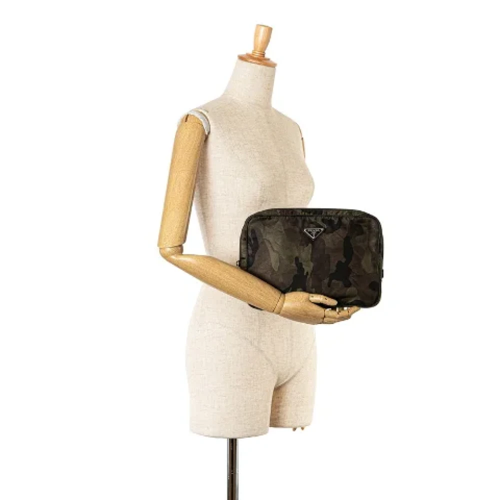 Prada Vintage Pre-owned Canvas clutches Green Dames