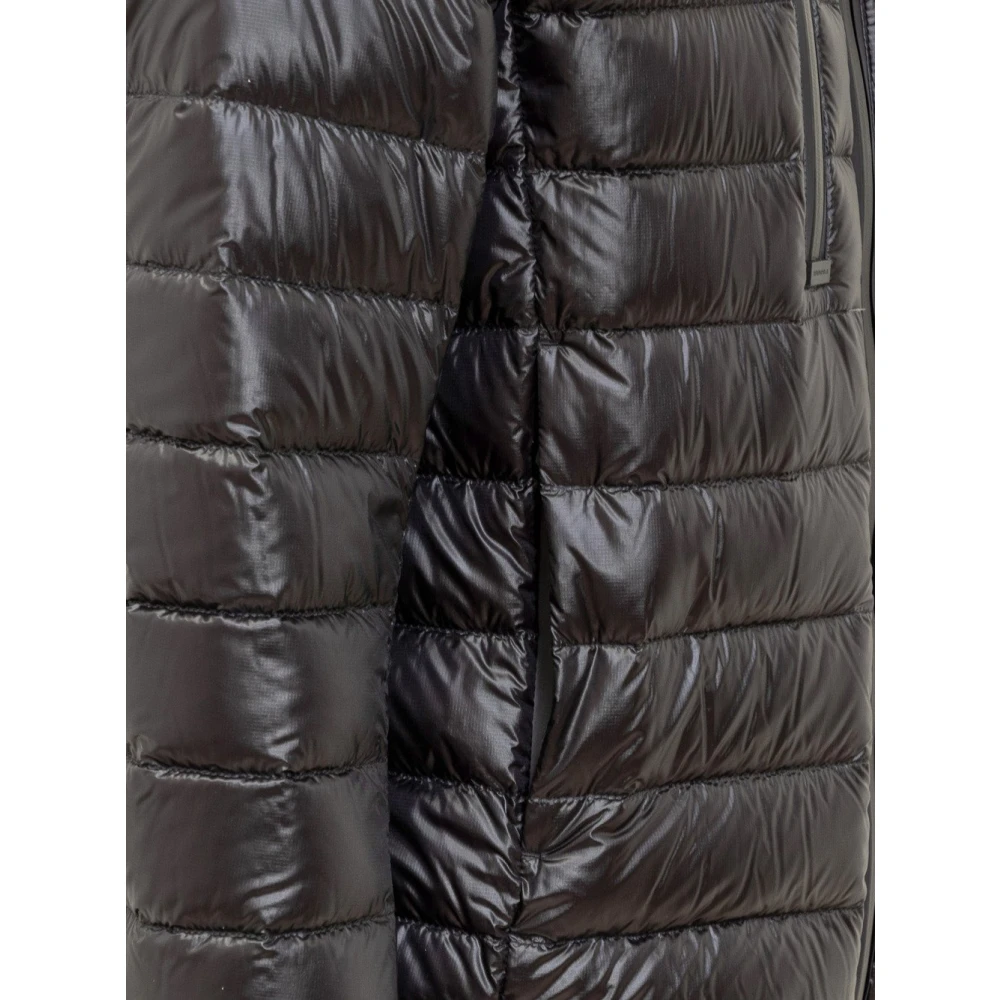 Moncler Zwarte Gewatteerde Jas met AquaGuard Rits Black Heren