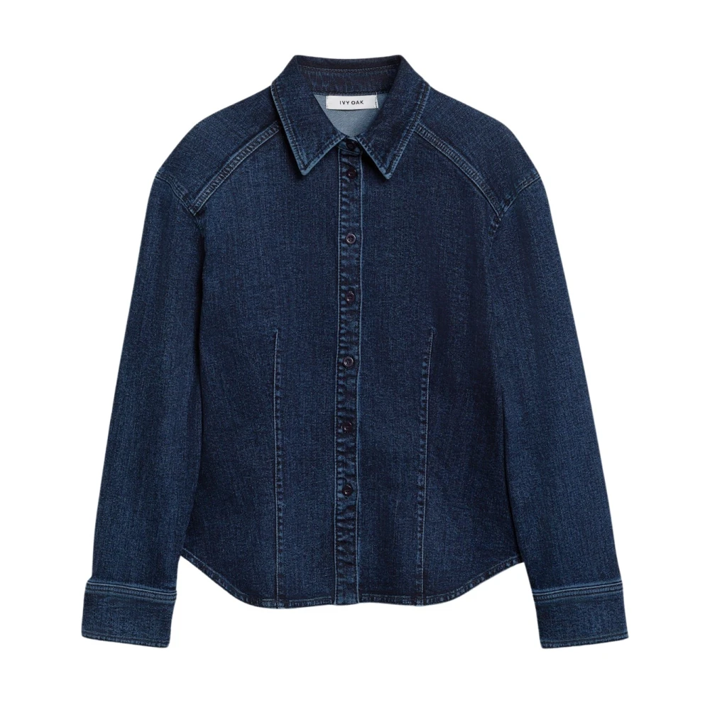IVY OAK Gebogen Denim Blouse met Gewassen Look Blue Dames