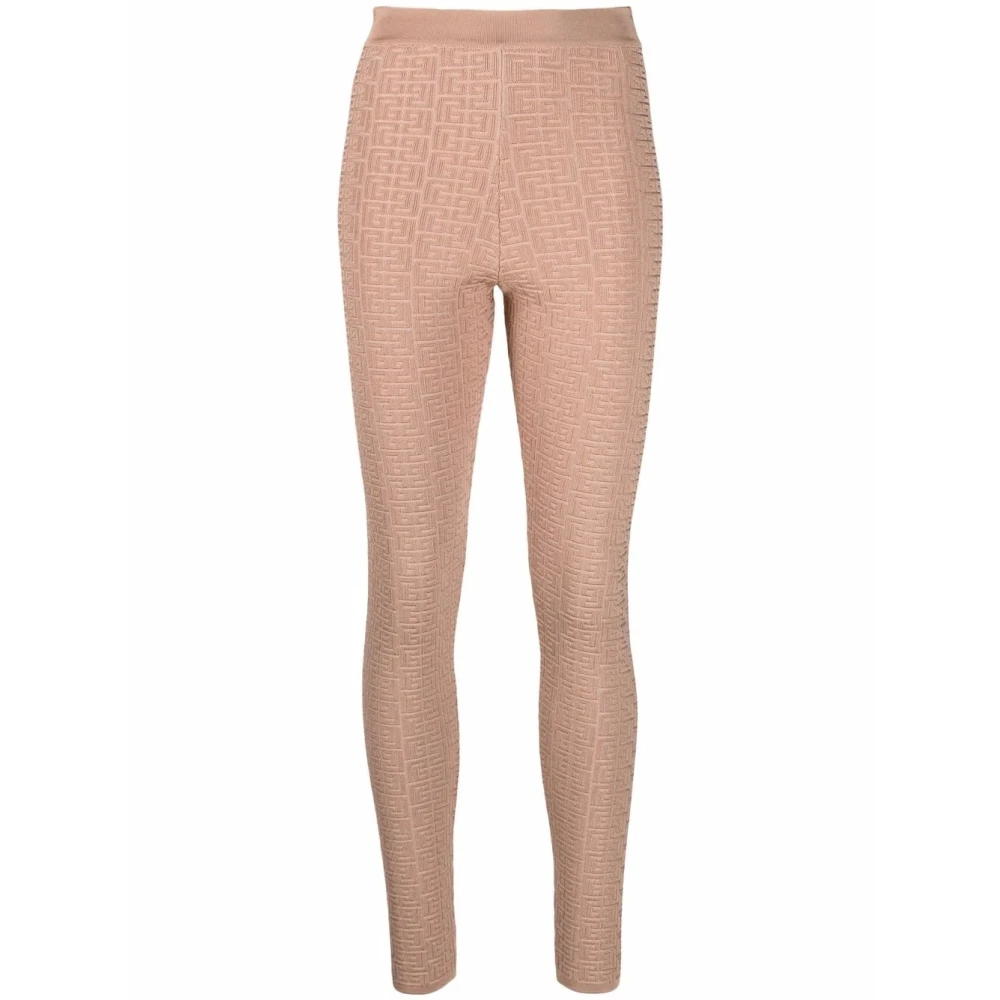 Balmain Monogram Beige Leggings Beige Dames