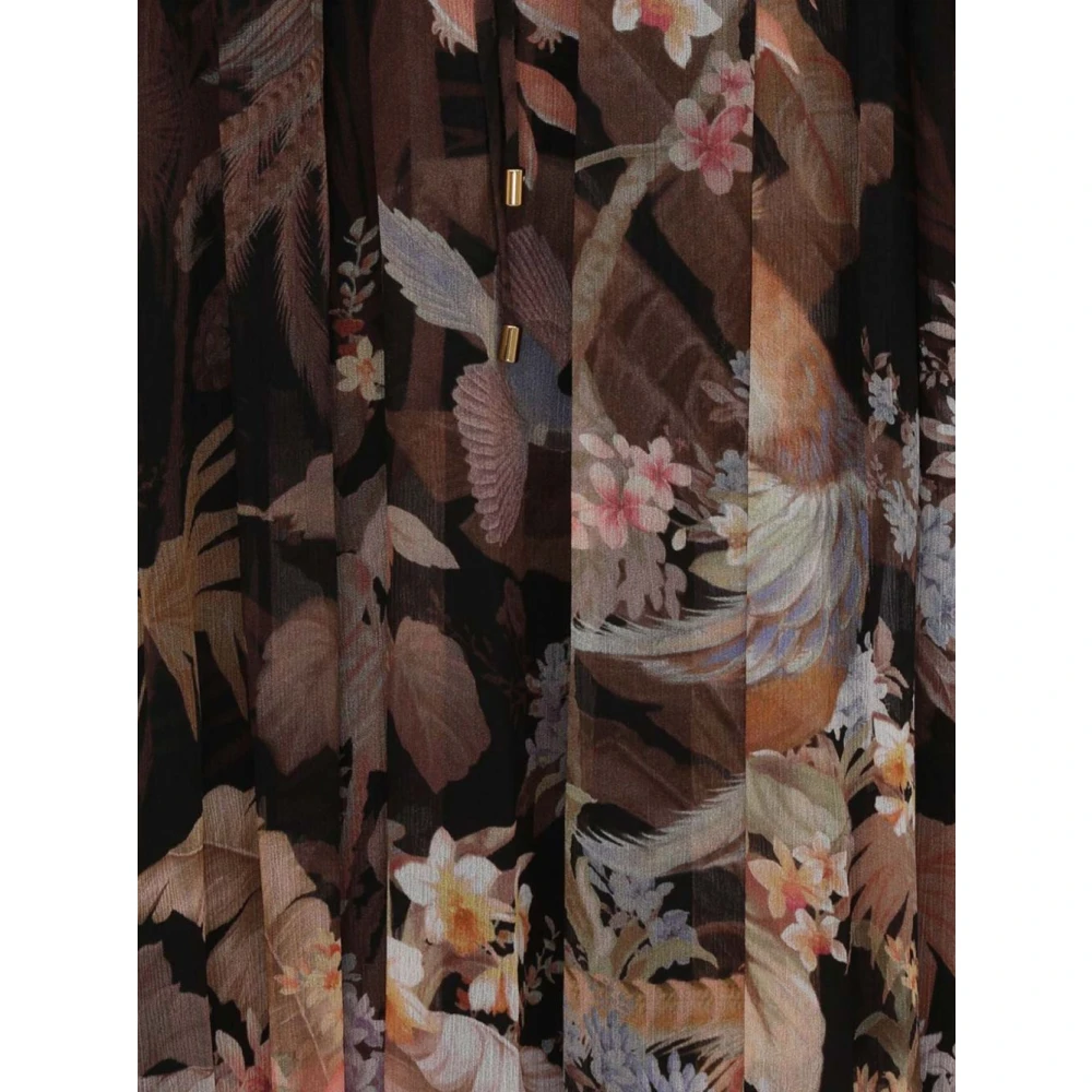 Zimmermann Zwarte Bloemenprint V-hals Jurk Multicolor Dames