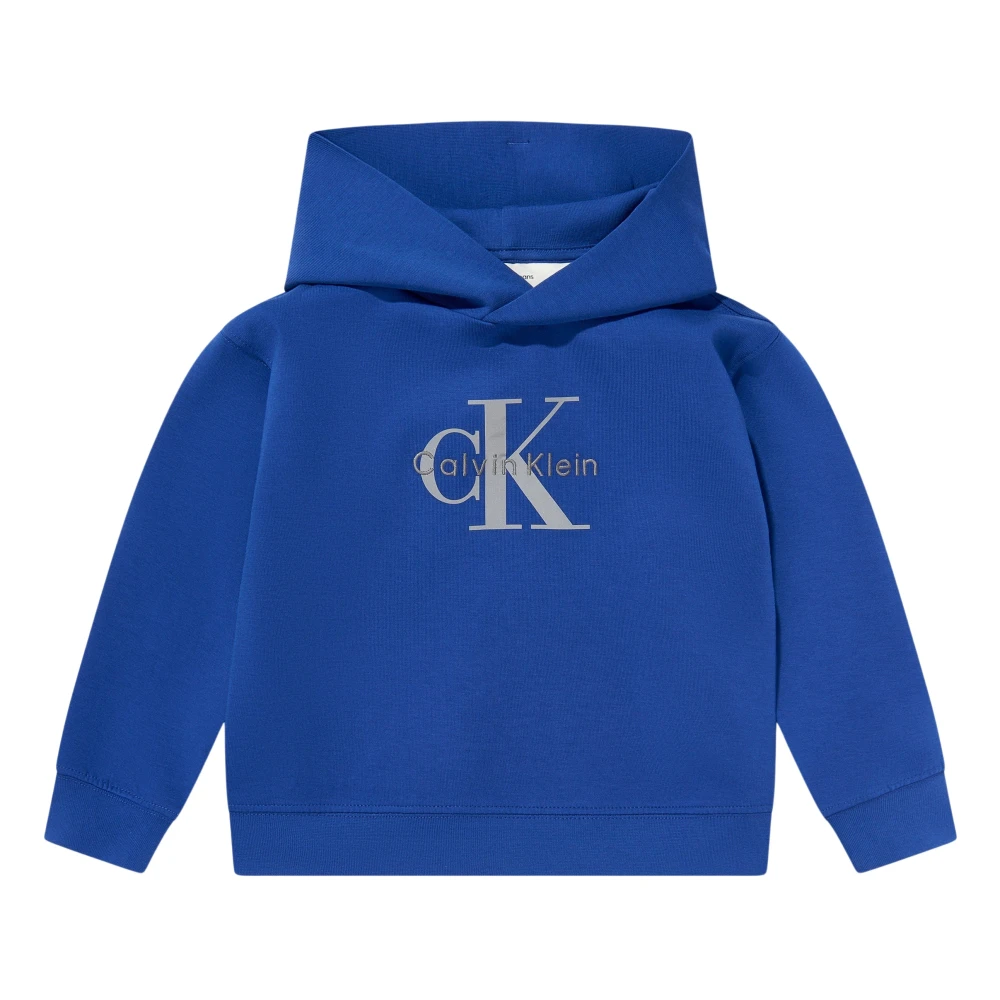 Calvin Klein Boys Blue Kids Sweatshirts, 6 Y, Monologo Fleece Hoodie