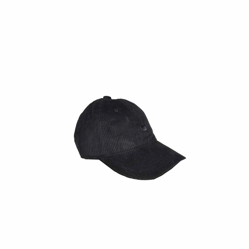 Carhartt WIP Zwarte Corduroy Baseballpet met Logo Borduursel Black Heren