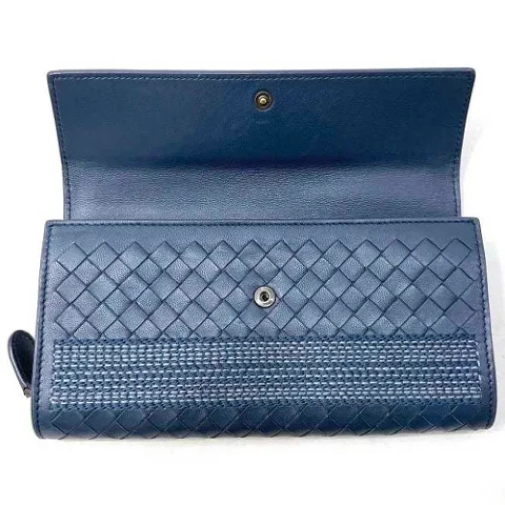 Bottega Veneta Vintage Pre-owned Leather wallets Blue Dames