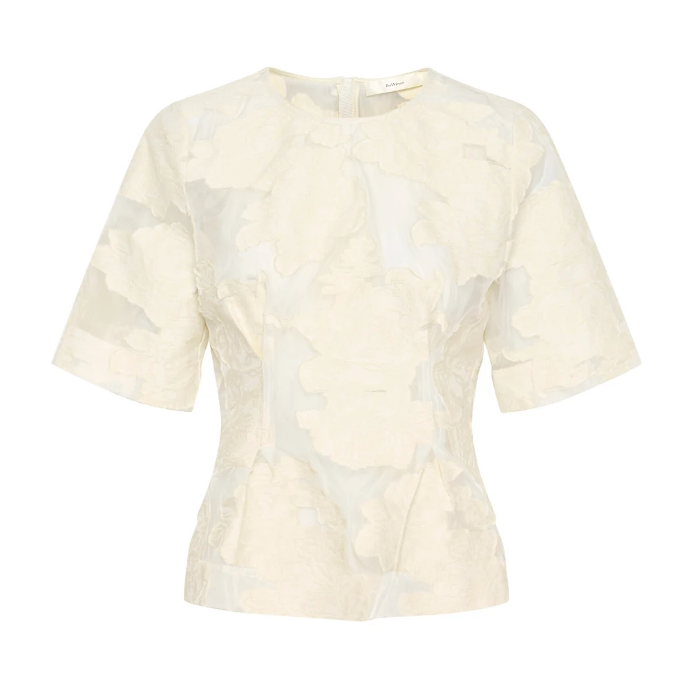 InWear Elegante Top met Halve Mouwen en Ronde Hals in Vanille Beige Dames