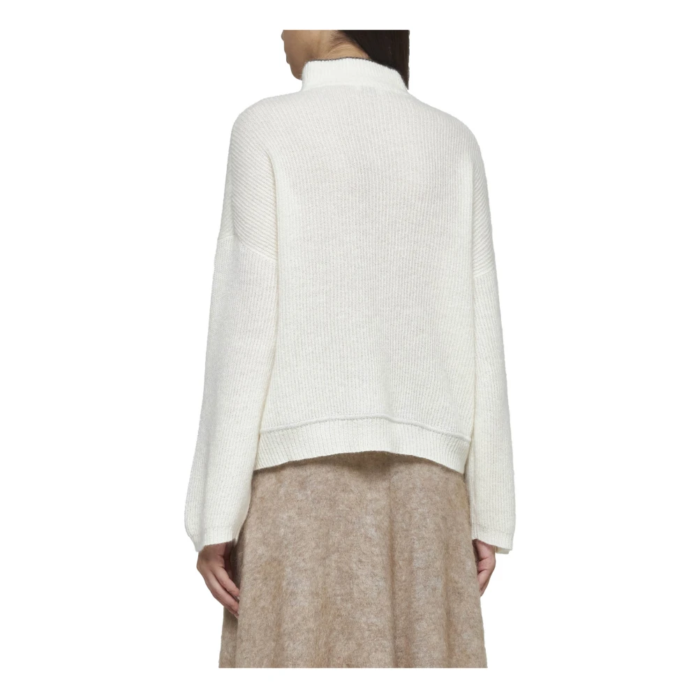 BRUNELLO CUCINELLI Ribgebreide Mohair Wol Trui Beige Dames