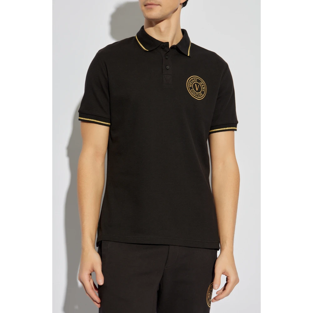 Versace Jeans Couture Polo met geborduurd logo Black Heren