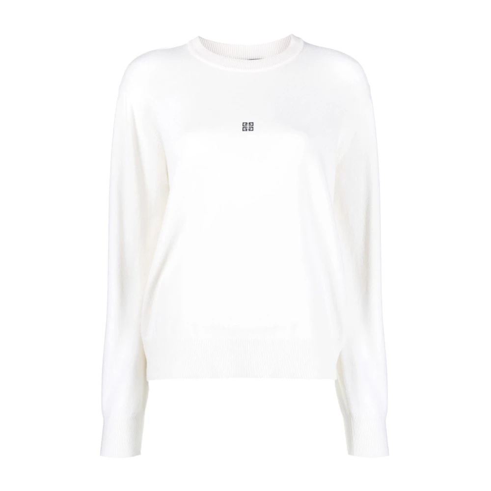 Givenchy Witte Intarsia-Logo Wol-Kasjmier Trui White Dames