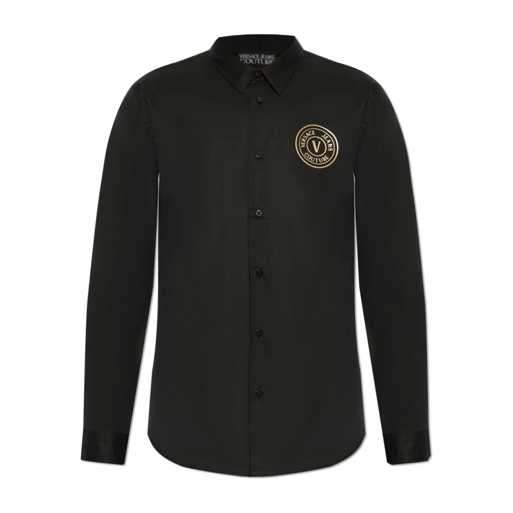 Versace Jeans Couture Shirt met bedrukt logo Black Heren