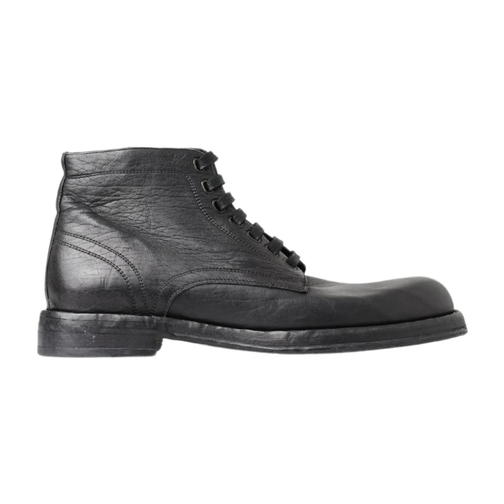 Dolce & Gabbana Men's Black Lace-Up Boots, 9 Uk, Leather Boots