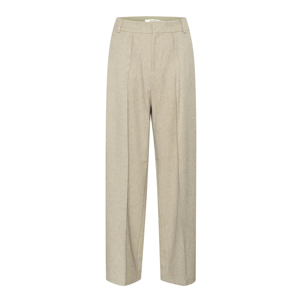 InWear Geplooide Broek Steen Melange Beige Dames