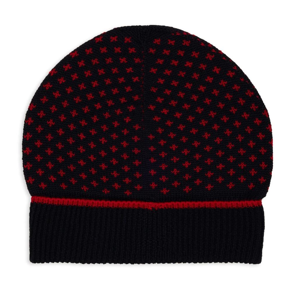 Gallo Blauwe Wollen Muts met Lelie Motief Multicolor Heren