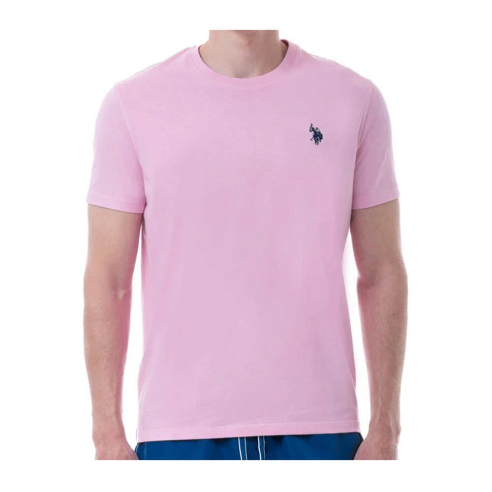 U.s. Polo Assn. Geborduurd logo katoenen T-shirt Luca Pink Heren