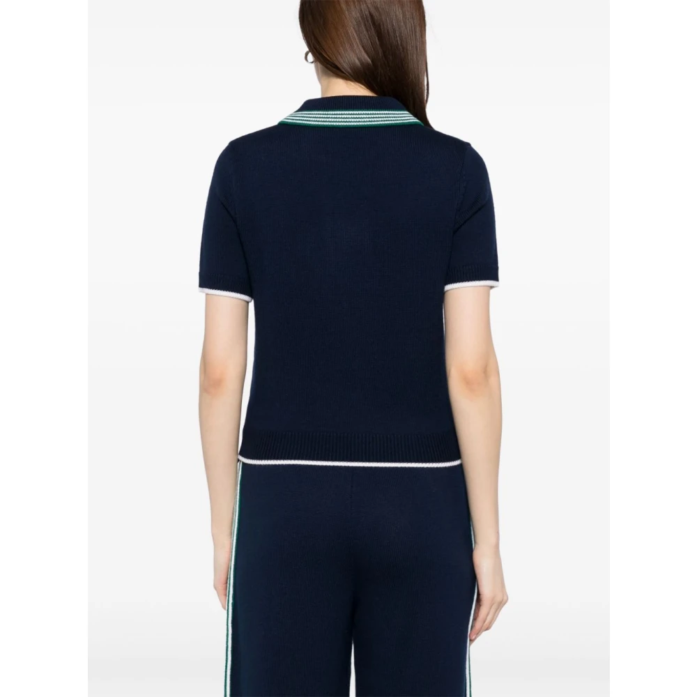 Casablanca Blauwe Gebreide Tennis Polo met Rits Blue Dames