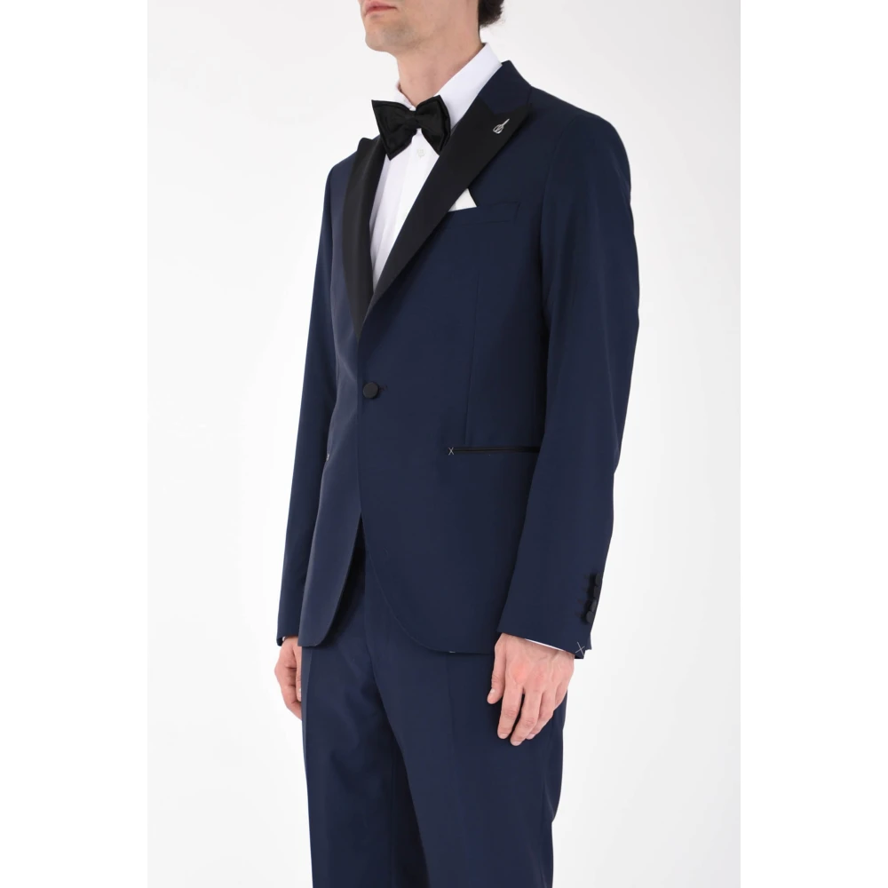 Paoloni Single Breasted Suits Blue Heren