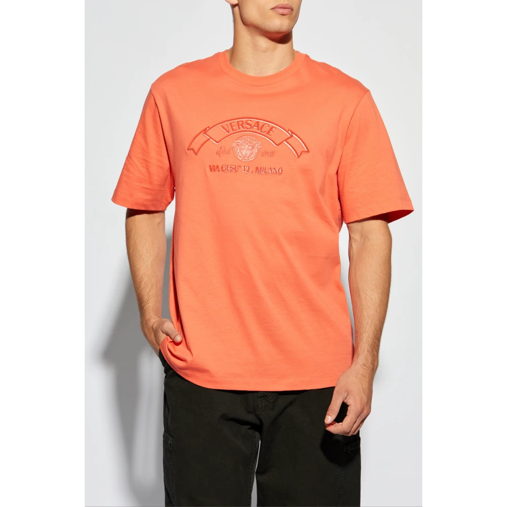 Versace T-shirt met logo Orange Heren