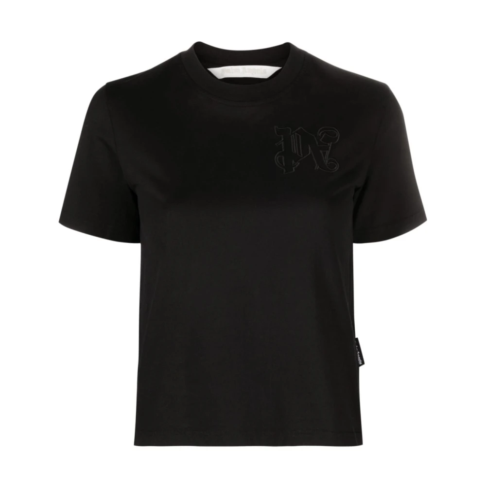 Palm Angels Zwarte T-shirts en Polos met Geborduurd Logo Black Dames