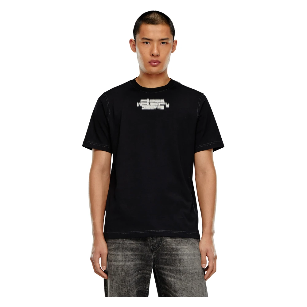 Diesel T-shirt with blurry Industry print Black Heren