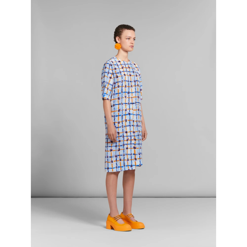 Marni Cr de chine shiftjurk met saraband-print Multicolor Dames